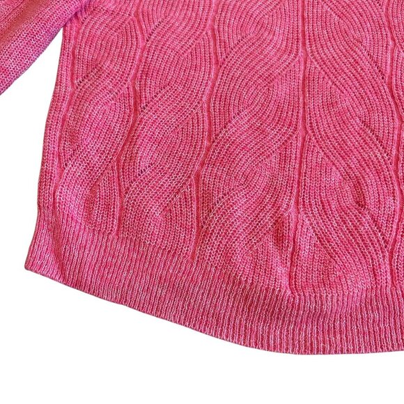 Anthropologie Keely Loose Weave Pullover Sweater Pink Stretch Wool Blend Medium - Picture 4 of 12